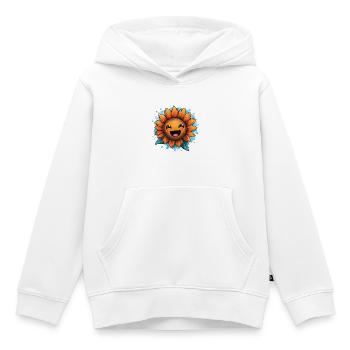 Lächelnde Sonnenblume - Kinder Premium Organic Hoodie - Weiß - Vorne - AI Model Kid Female (0cm)