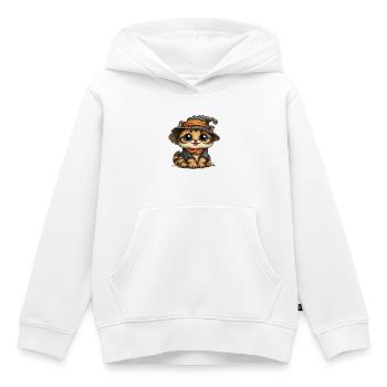 Abenteurer-Kater mit Zauberhut  - Kinder Premium Organic Hoodie - Weiß - Vorne - AI Model Kid Female (0cm)