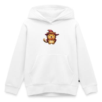 Kuschelkater im Hexenhut - Kinder Premium Organic Hoodie - Weiß - Vorne - AI Model Kid Female (0cm)