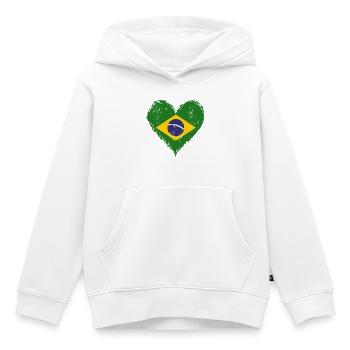 Brasilien Herzflagge Grunge - Kinder Premium Organic Hoodie - Weiß - Vorne - AI Model Kid Female (0cm)