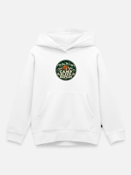 Camp. Sleep. Repeat. – Retro-Campingabzeichen - Kinder Premium Organic Hoodie - Weiß