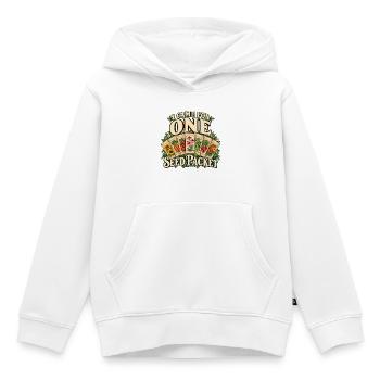 Ich bin wegen einer Saatgutpackung gekommen - Kinder Premium Organic Hoodie - Weiß - Vorne - AI Model Kid Female (0cm)