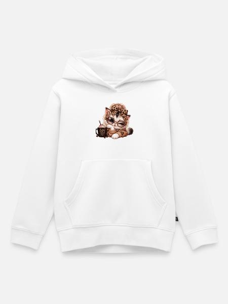 Kuschelkätzchen Leopardebow - Kinder Premium Organic Hoodie - Weiß