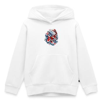 Japanische Koi zwischen Wellen und Blumen - Kinder Premium Organic Hoodie - Weiß - Vorne - AI Model Kid Female (0cm)