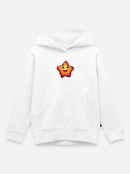 Lächelnder Stern mit Gradient - Kinder Premium Organic Hoodie - Weiß