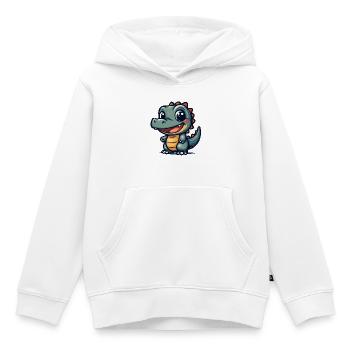 Lustiger Krokodil Dino mit breitem Grinsen - Kinder Premium Organic Hoodie - Weiß - Vorne - AI Model Kid Female (0cm)