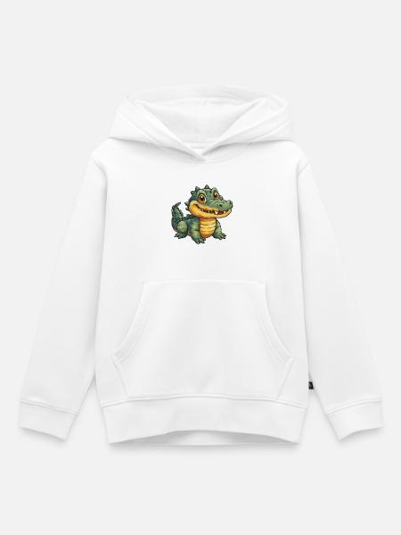 Fröhlicher Krokodil Alligator - Kinder Premium Organic Hoodie - Weiß