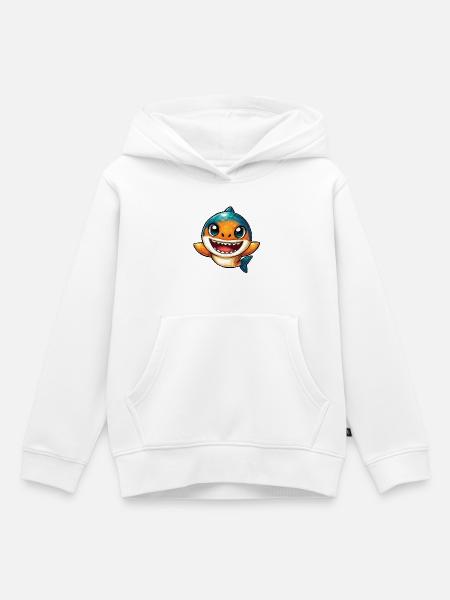 Lachender Hai Cartoon - Kinder Premium Organic Hoodie - Weiß