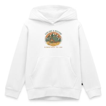 Entdecken & Ausruhen: Outdoor Zelt - Kinder Premium Organic Hoodie - Weiß - Vorne - AI Model Kid Female (0cm)