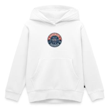Vintage Computer Hardware Engineer Chip-Abzeichen oben - Kinder Premium Organic Hoodie - Weiß - Vorne - AI Model Kid Female (0cm)