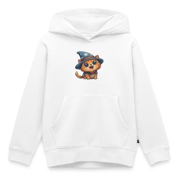 Katzenzauberer mit Sternenhut - Kinder Premium Organic Hoodie - Weiß - Vorne - AI Model Kid Female (0cm)