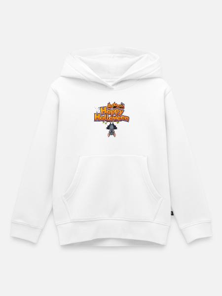 Happy Halloween Fledermaus Kürbis - Kinder Premium Organic Hoodie - Weiß