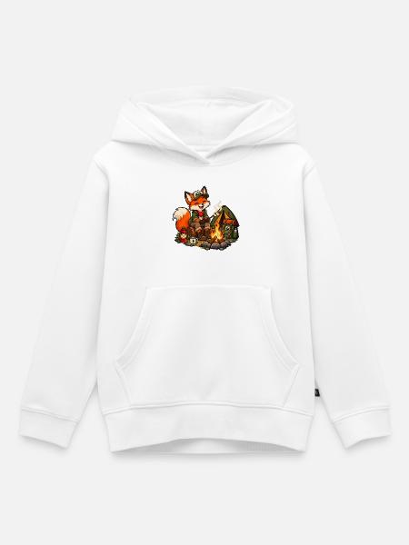 Fuchs beim Camping am Lagerfeuer - Kinder Premium Organic Hoodie - Weiß