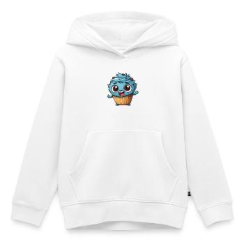 Blauer Cupcake Mascot Design - Kinder Premium Organic Hoodie - Weiß - Vorne - AI Model Kid Female (0cm)
