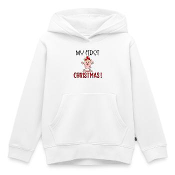 Erste Weihnachten, Ferkelbaby, Englisch - Kinder Premium Organic Hoodie - Weiß - Vorne - AI Model Kid Female (0cm)
