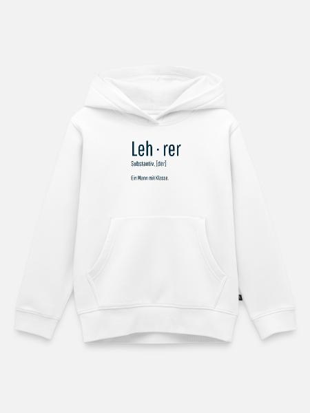Lehrer Substantiv Definition Schule Geschenk - Kinder Premium Organic Hoodie - Weiß