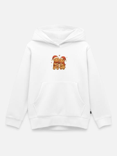 Aquarell-Lebkuchen-Paar mit Geschenk - Kinder Premium Organic Hoodie - Weiß