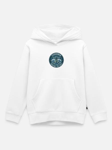 Kommerzieller Fischeranker-Anker-Ozean-Abzeichen-Geschenk - Kinder Premium Organic Hoodie - Weiß