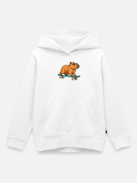 Bären-Skater mit Sonnenbrille - Kinder Premium Organic Hoodie - Weiß