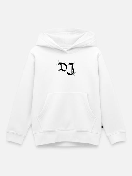 monogramme DJ - Sweat Premium à capuche enfant bio - blanc