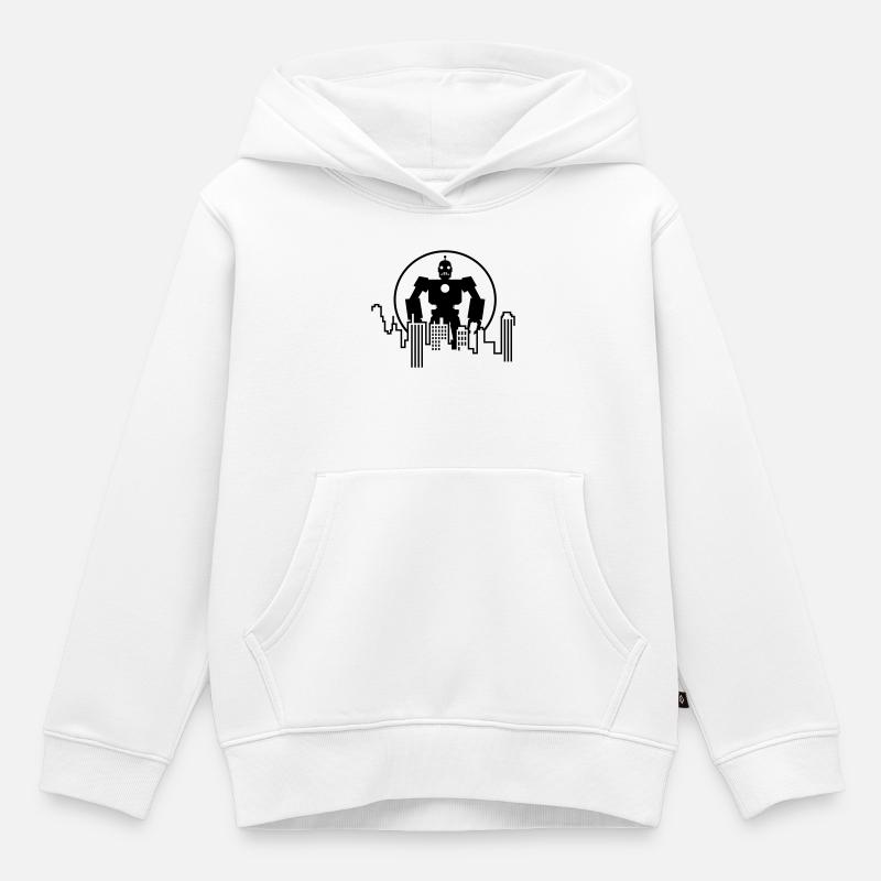 Robot Skyline – Sci-Fi Android Silhouette Shirt - Kinder Premium Organic Hoodie - Weiß