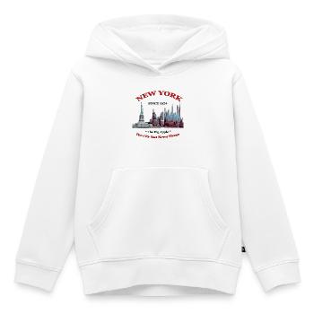 NEW YORK 1624 CREATION Louis RUNEMBERG ADAGP - Sweat Premium à capuche enfant bio - blanc - Devant - AI Model Kid Female (0cm)