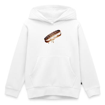 Illustration eines gefüllten Eclairs mit Sahne - Kinder Premium Organic Hoodie - Weiß - Vorne - AI Model Kid Female (0cm)