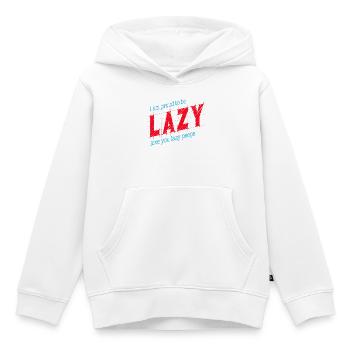 Proud to be lazy - Kids Premium Organic Hoodie - white - Front - AI Model Kid Female (0cm)