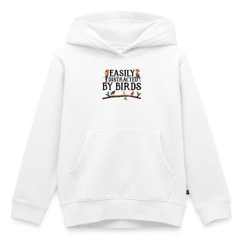 Facilement distrait par les oiseaux - Sweat Premium à capuche enfant bio - blanc - Devant - AI Model Kid Female (0cm)