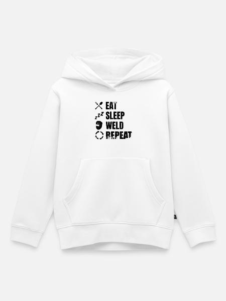 Eat Sleep Weld Repeat - Kinder Premium Organic Hoodie - Weiß