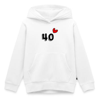 40. 40 ANS. 40e ANNIVERSAIRE. ANNIVERSAIRE 40 ANS. - Sweat Premium à capuche enfant bio - blanc - Devant - AI Model Kid Female (0cm)
