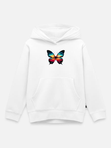 Schmetterling - Kinder Premium Organic Hoodie - Weiß