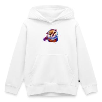 Loutre - Sweat Premium à capuche enfant bio - blanc - Devant - AI Model Kid Female (0cm)