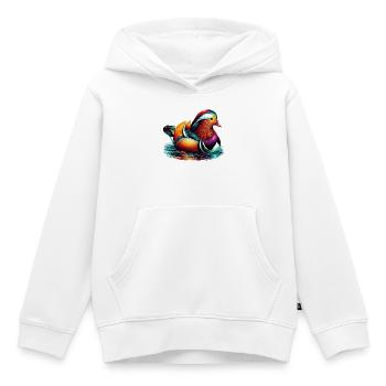 Canard mandarin - Sweat Premium à capuche enfant bio - blanc - Devant - AI Model Kid Female (0cm)