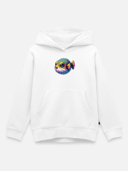 Kugelfisch - Kinder Premium Organic Hoodie - Weiß