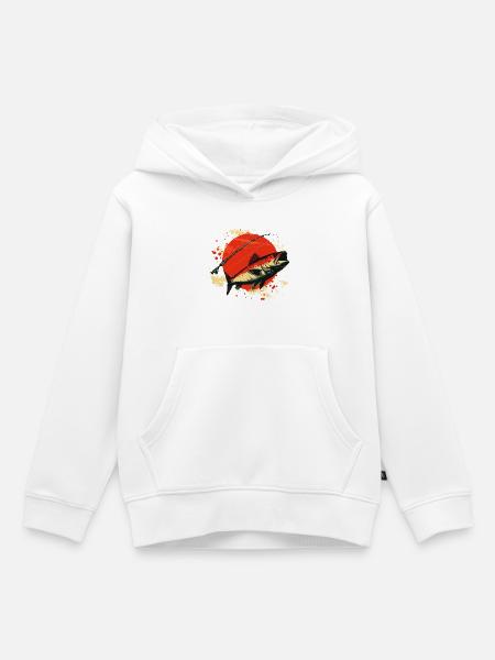 Fischen Grafik - Kinder Premium Organic Hoodie - Weiß
