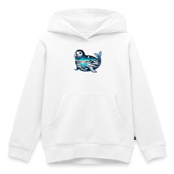 Phoque - Sweat Premium à capuche enfant bio - blanc - Devant - AI Model Kid Female (0cm)