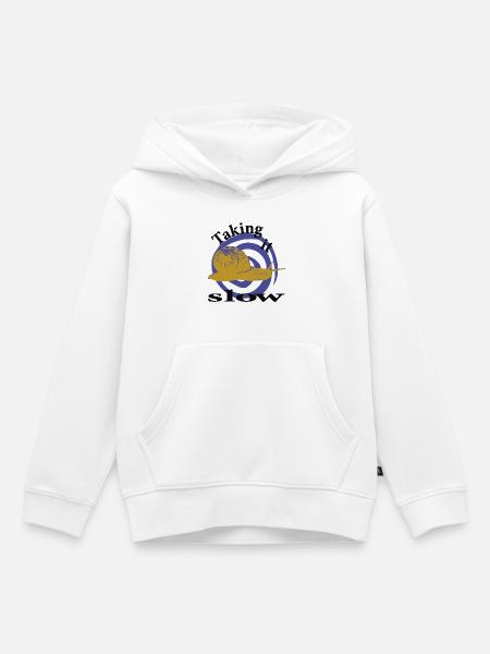 Relaxed Snail – Taking It Slow - Kids Premium Organic Hoodie - white