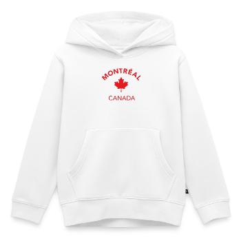 MONTRÉAL, CANADA - Sweat Premium à capuche enfant bio - blanc - Devant - AI Model Kid Female (0cm)