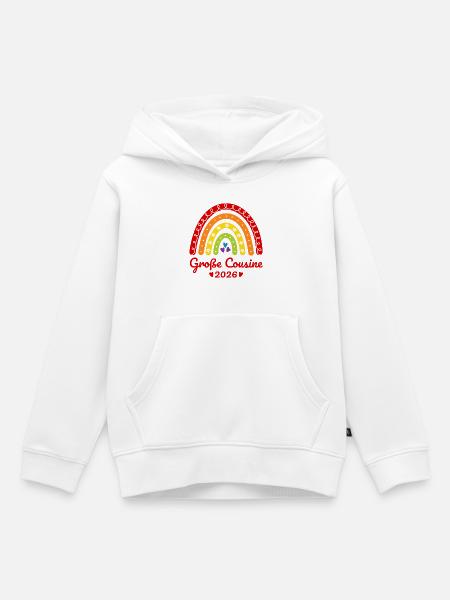 Große Cousine 2026 Regenbogen - Kinder Premium Organic Hoodie - Weiß