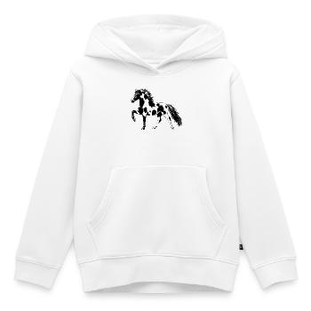 Cheval de selle tacheté – Cheval élégant et déambulant Pinto - Sweat Premium à capuche enfant bio - blanc - Devant - AI Model Kid Female (0cm)