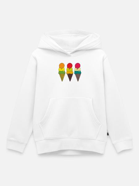 Bunte Eistüten Illustration - Kinder Premium Organic Hoodie - Weiß