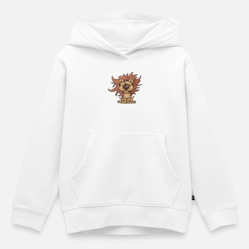putziger_Loewe - Sweat Premium à capuche enfant bio - blanc