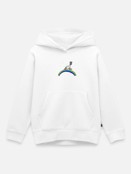 Regenbogen Alpaka Konfetti Muster - Kinder Premium Organic Hoodie - Weiß