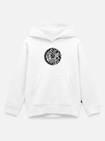 Polynesischer Schädel (Schwarz) - Kinder Premium Organic Hoodie - Weiß