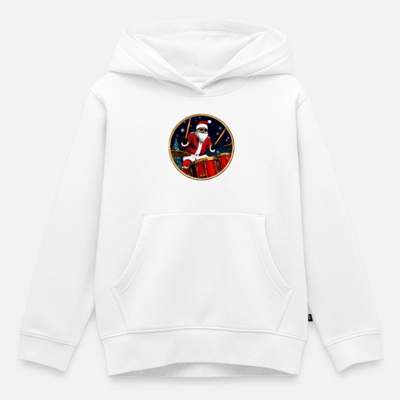 Batteur Noël - Sweat Premium à capuche enfant bio - blanc