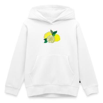 Imprimé agrume - Sweat Premium à capuche enfant bio - blanc - Devant - AI Model Kid Female (0cm)