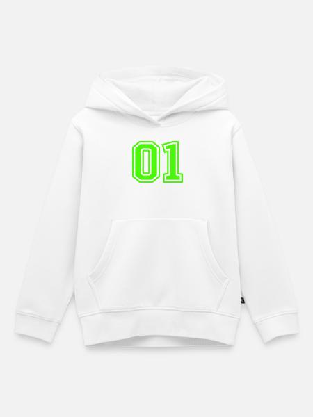  01 Zahl - Kinder Premium Organic Hoodie - Weiß