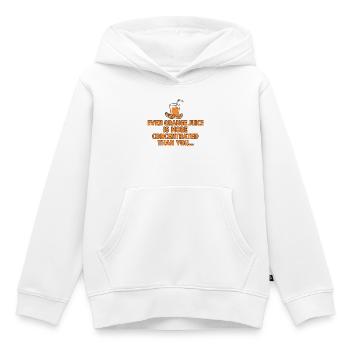 Concentration de jus d’orange, drôle de dicton. - Sweat Premium à capuche enfant bio - blanc - Devant - AI Model Kid Female (0cm)