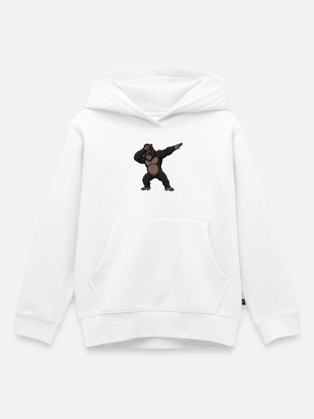 Dabbender Gorilla – lustiges Tier Cartoon Motiv - Kinder Premium Organic Hoodie - Weiß